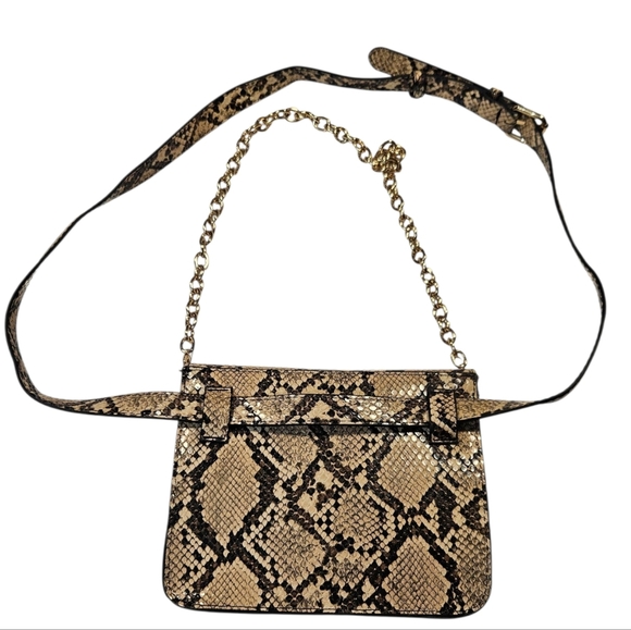 Snakeskin Faux Leather Crossbody Bag with Gold Chain Strap – Adjustable Shoulder - Picture 5 of 7